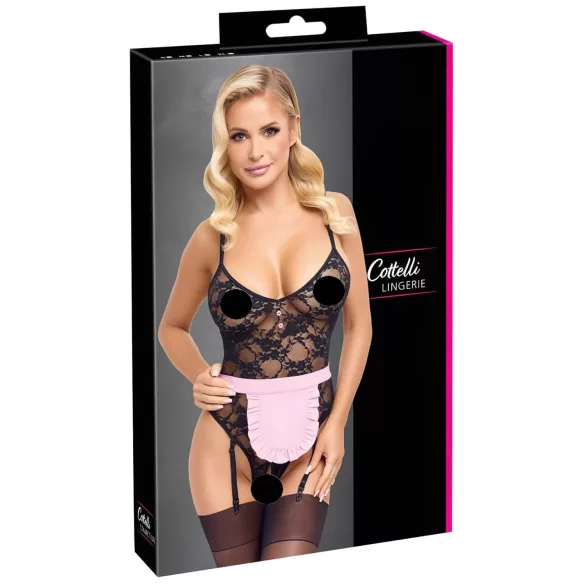 Cottelli - déguisement soubrette transparent - noir rose - L