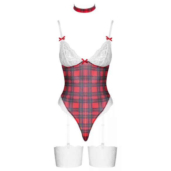 Cottelli - body ensemble femme carreaux - rouge - L