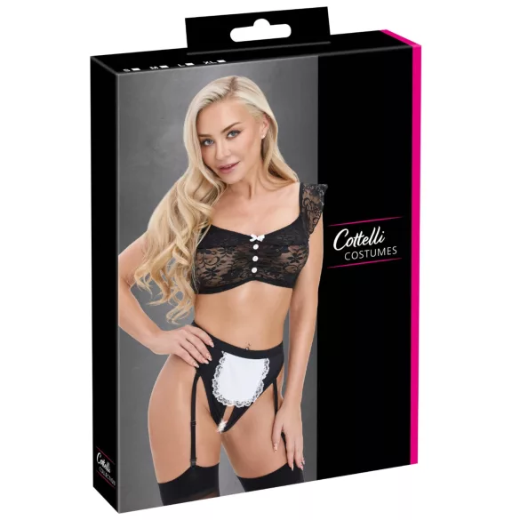 Cottelli - ensemble de costume de soubrette (noir et blanc) - M
