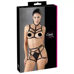   Cottelli - harnais de corps orné noir trio de lingerie (S-L)