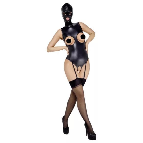 Bad Kitty - body ouvert haut/bas et masque oral - noir - M