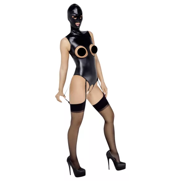 Bad Kitty - body ouvert haut/bas et masque oral - noir - L