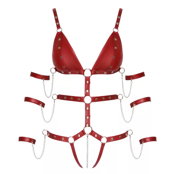 Bad Kitty - bodysuit bondage clouté (rouge) - M