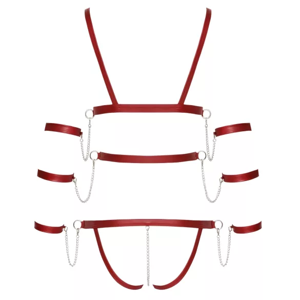 Bad Kitty - bodysuit bondage clouté (rouge) - M