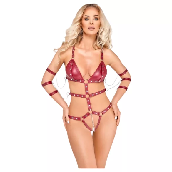 Bad Kitty - bodysuit bondage clouté (rouge) - L