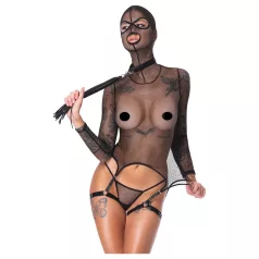   Bad Kitty - Ensemble BDSM en résille transparente avec fouet (noir)