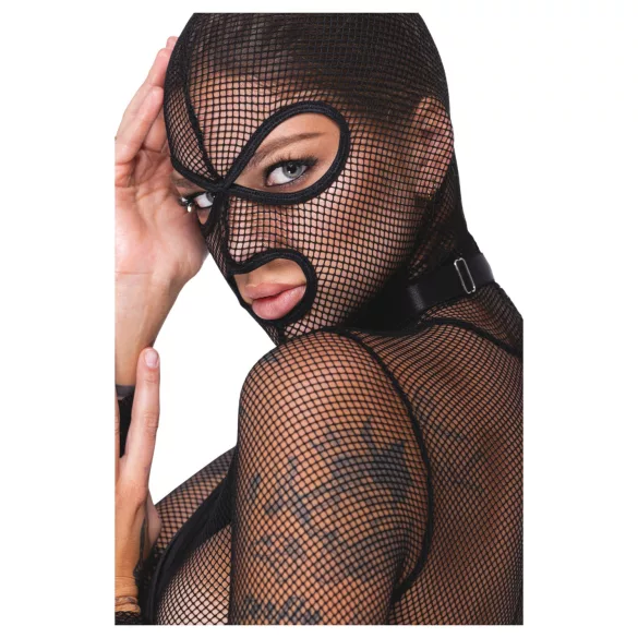Bad Kitty - Set BDSM résille transparent avec fouet - noir - M