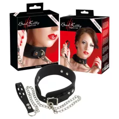 Bad Kitty - collier et laisse en silicone - noir