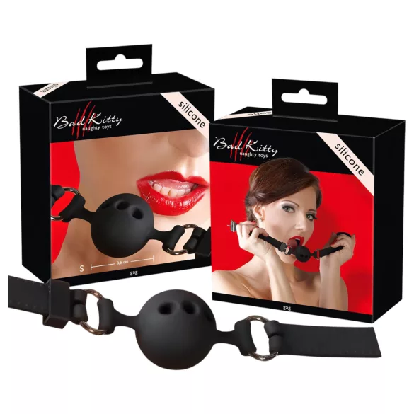 Bad Kitty - bâillon boule silicone petite taille - noir