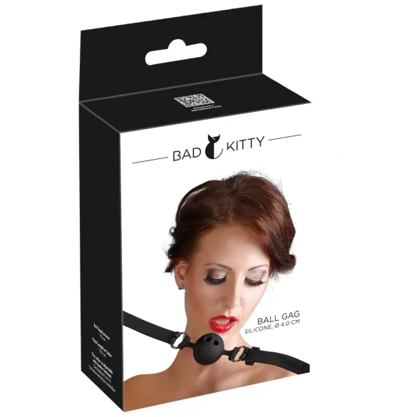 Bad Kitty - bâillon boule moyen - silicone noir
