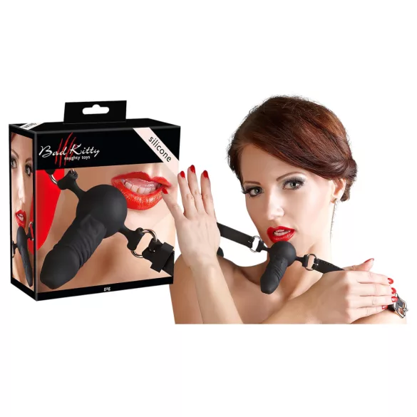 Bad Kitty - bâillon bouche avec petit gode - silicone noir