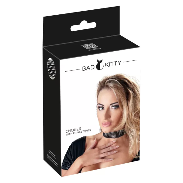 Bad Kitty - collier ras-du-cou strass - noir