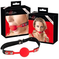Bad Kitty - bâillon silicone avec sangle cuir (rouge) Bad Kitty - bâillon silicone avec sangle cuir (rouge)