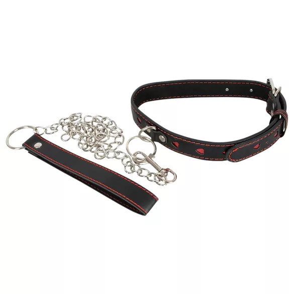 Bad Kitty - collier cœur avec laisse en métal - noir