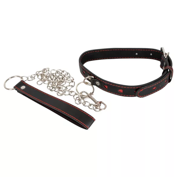 Bad Kitty - collier cœur avec laisse en métal - noir