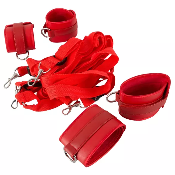 Bad Kitty - kit bondage lit avec attaches velcro - simili cuir rouge