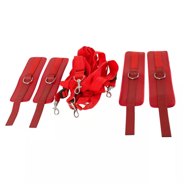 Bad Kitty - kit bondage lit avec attaches velcro - simili cuir rouge