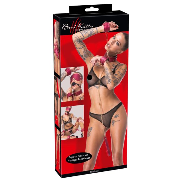 Bad Kitty - ensemble de bondage - 7 pièces (rouge)