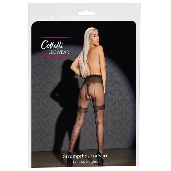 Cottelli - bas résille ouverts motif exclusif - noir - 3