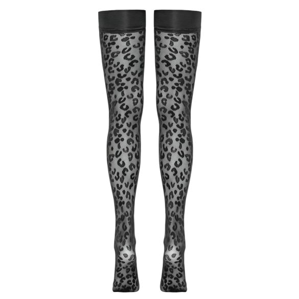 Cottelli Legwear - bas jarretières léopard - noir - 5
