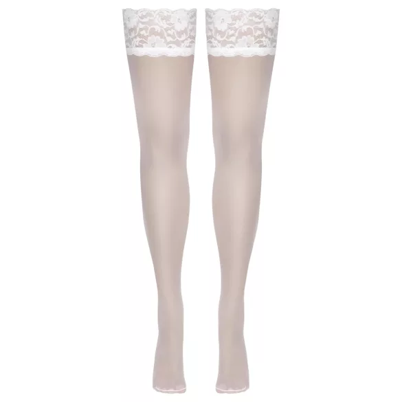 Cottelli - bas autofixant dentelle fleurie - blanc