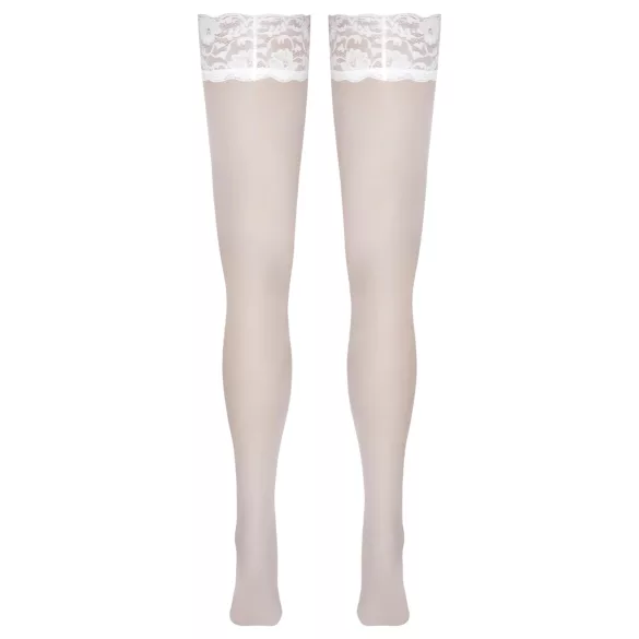 Cottelli - bas autofixant dentelle fleurie - blanc
