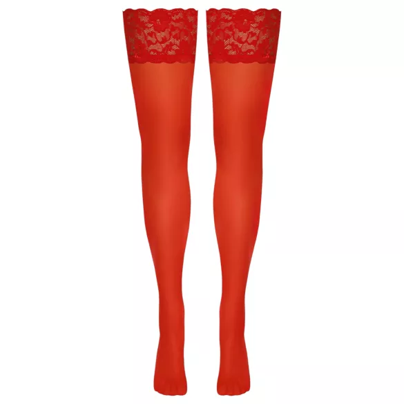 Cottelli - bas autofixants dentelle fleurie - rouge - 3/M-L