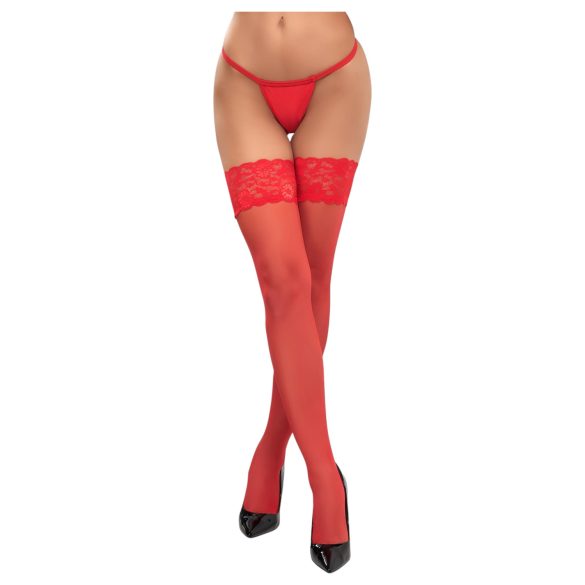 Cottelli - bas jarretières floraux en dentelle (rouge) - 4/L