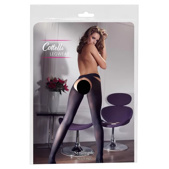 Cottelli - Bas autofixant croisé - noir - L/XL