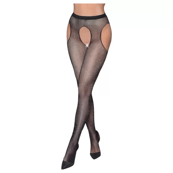 Cottelli Legwear - bas noirs ouverts et brillants (S-L)