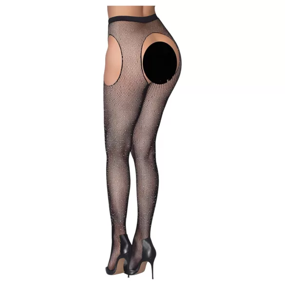 Cottelli Legwear - bas noirs ouverts et brillants (S-L)