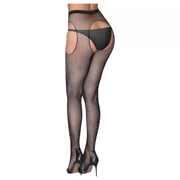 Cottelli Legwear - bas noirs ouverts et brillants (S-L)