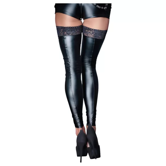 Noir - bas autofixants brillants dentelle - noir - L