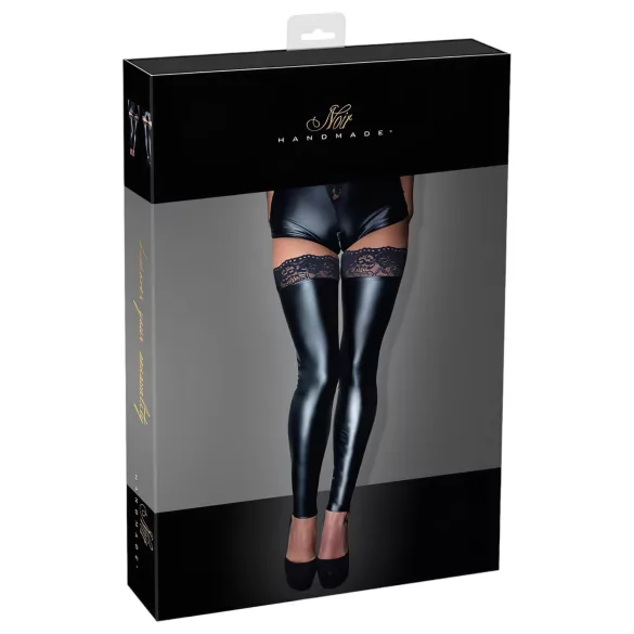Noir - bas autofixants brillants dentelle - noir - L