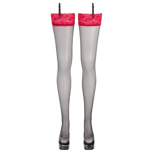 Cottelli - bas rouge dentelle (noir) - 5