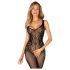 Obsessive G335 - combinaison filet ouverte, transparente (noire) - S-L