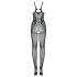 Obsessive G335 - combinaison filet ouverte, transparente (noire) - S-L