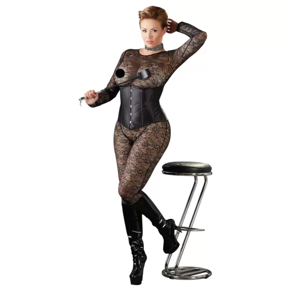 Cottelli - serre-taille grande taille satin - noir - 3XL