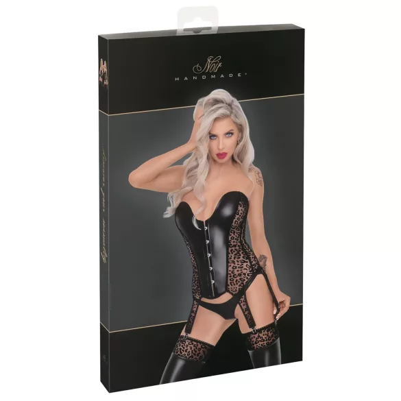 Noir - top porte-jarretelles léopard - noir - L