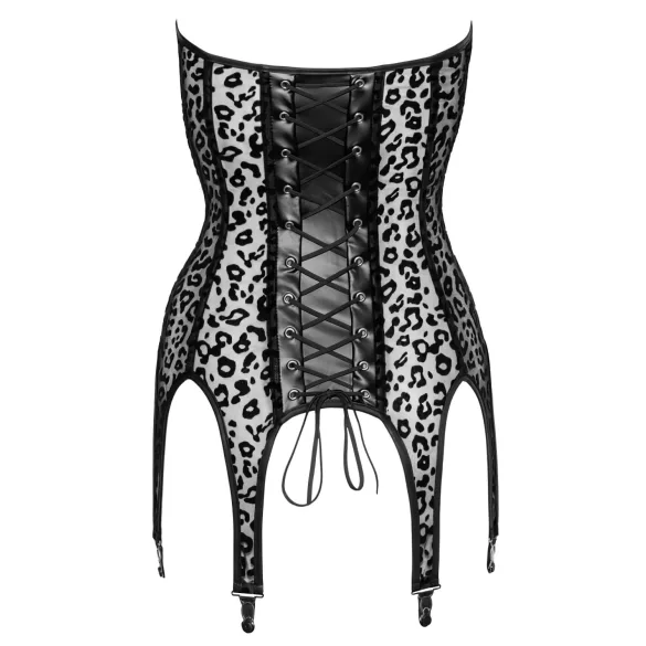 Noir - top porte-jarretelles léopard - noir - L