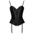 Corset satin noir avec porte-jarretelles - Cottelli Party - L