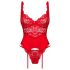 Ensemble Dentelle Rouge - Obsessive Amor Cherris avec Porte-Jarretelles - L/XL