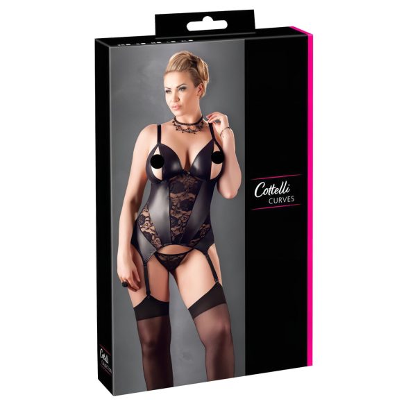 Cottelli - Haut floral noir pour femmes rondes - XXL