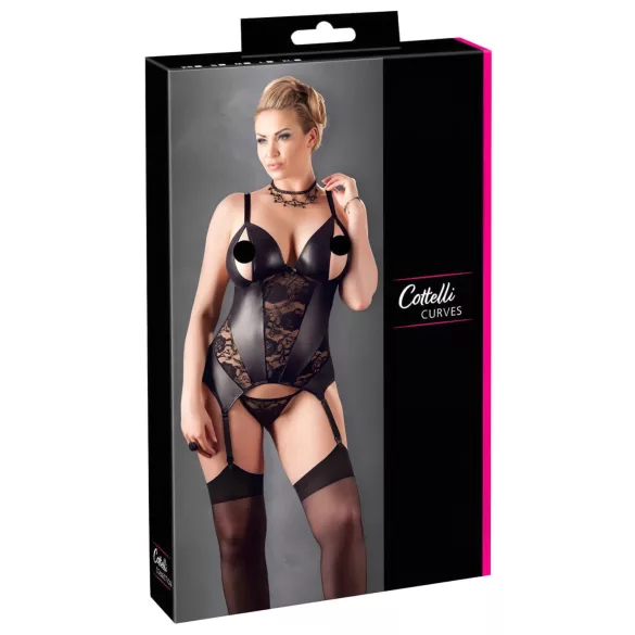 Cottelli - Haut femme grande taille à motif fleuri - noir - XXL