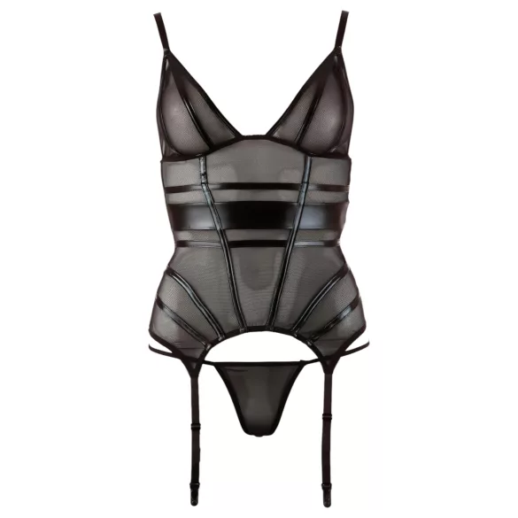 Cottelli - top transparent rayé brillant - noir - XL