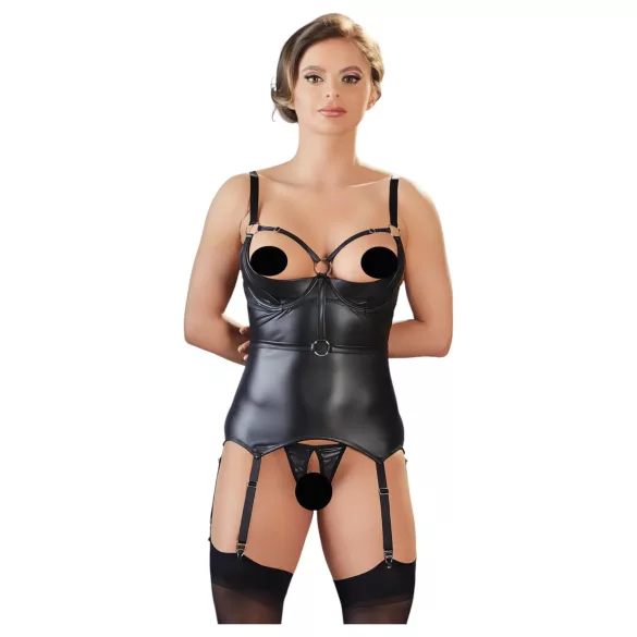 Cottelli Bondage - Top push-up brillant avec menottes (noir) - L