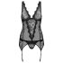 Obsessive Emperita - Haut brodé & tanga (noir) - L/XL