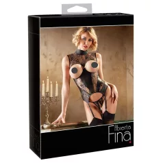   Abierta Fina - ensemble ouvert en dentelle scintillante - noir