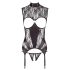 Abierta Fina - haut ouvert scintillant en dentelle (noir) - L