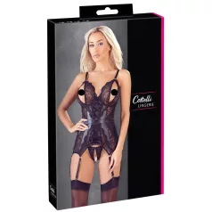 Cottelli - ensemble haut ouvert en dentelle et string - noir